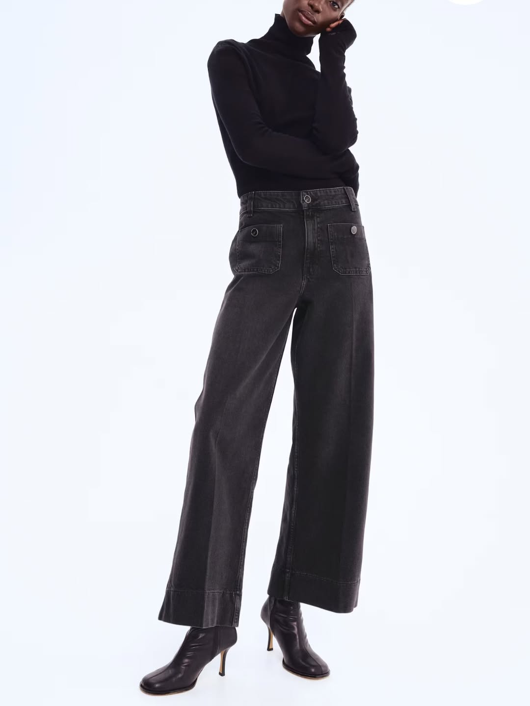 شلوار جین واید ذغالی H&M سایز ۴۸