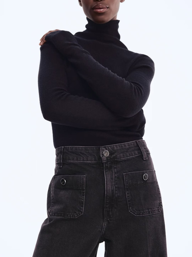 شلوار جین واید ذغالی H&M سایز ۴۸